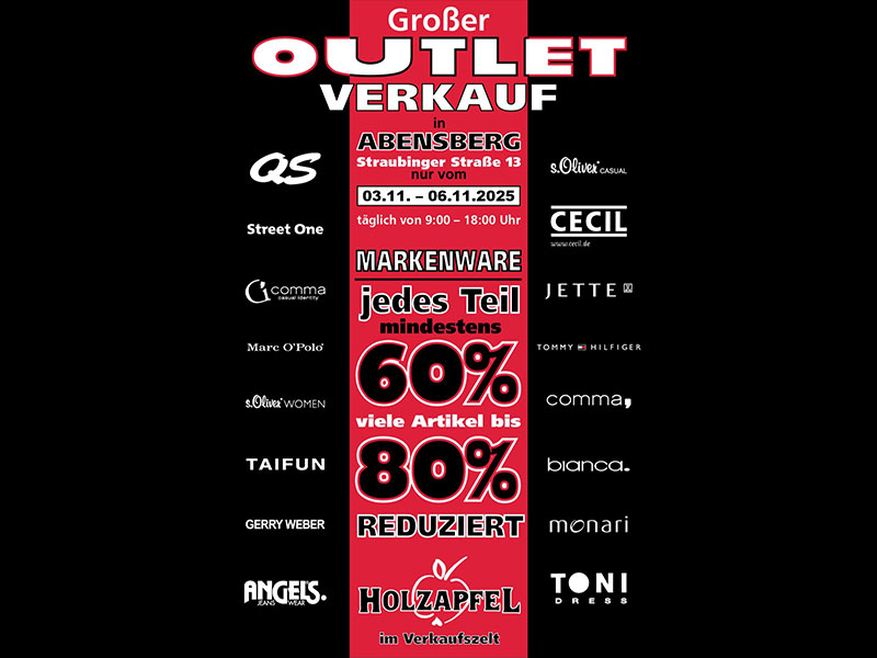 Großer Outlet-Verkauf bei Holzapfel in Abensberg – Markenmode stark reduziert!